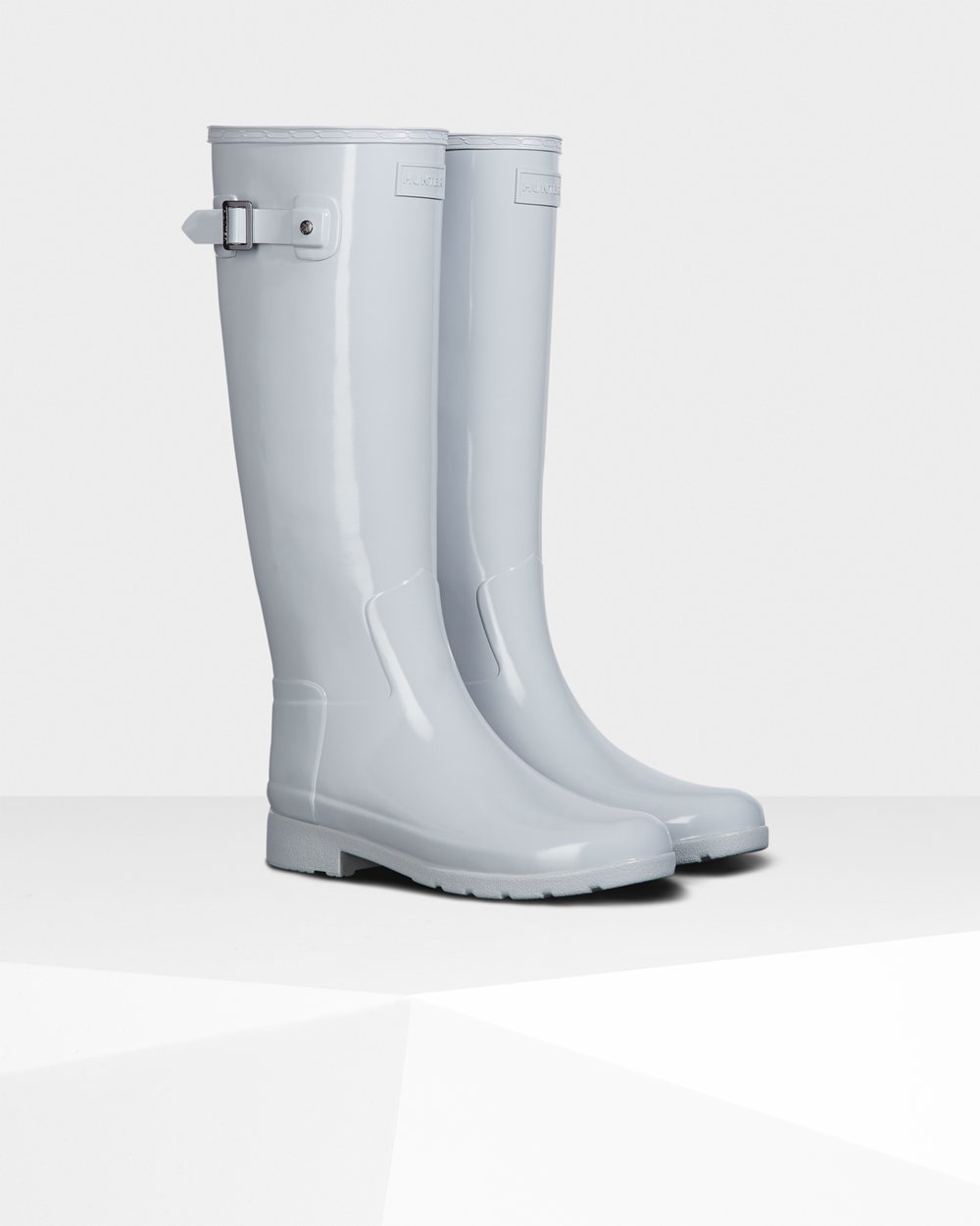 Womens Tall Rain Boots - Hunter Refined Slim Fit Gloss (14YSQJAFW) - Light Grey